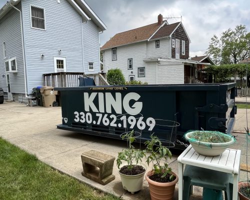 Rented Dumpster in Driveway