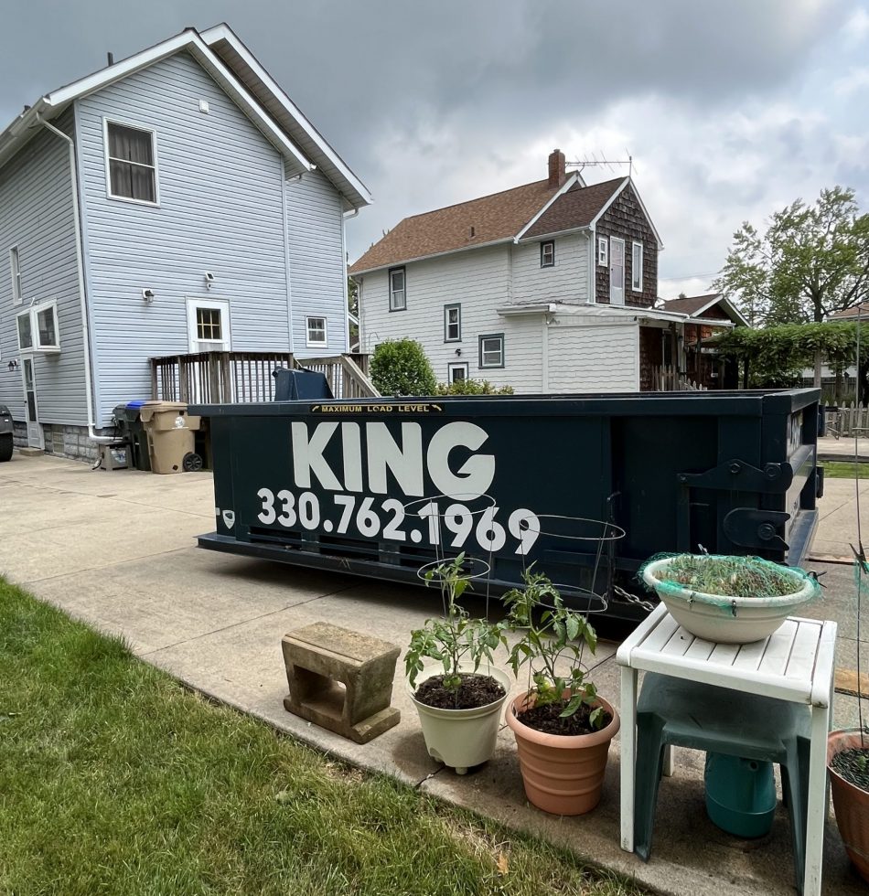 Rented Dumpster in Driveway