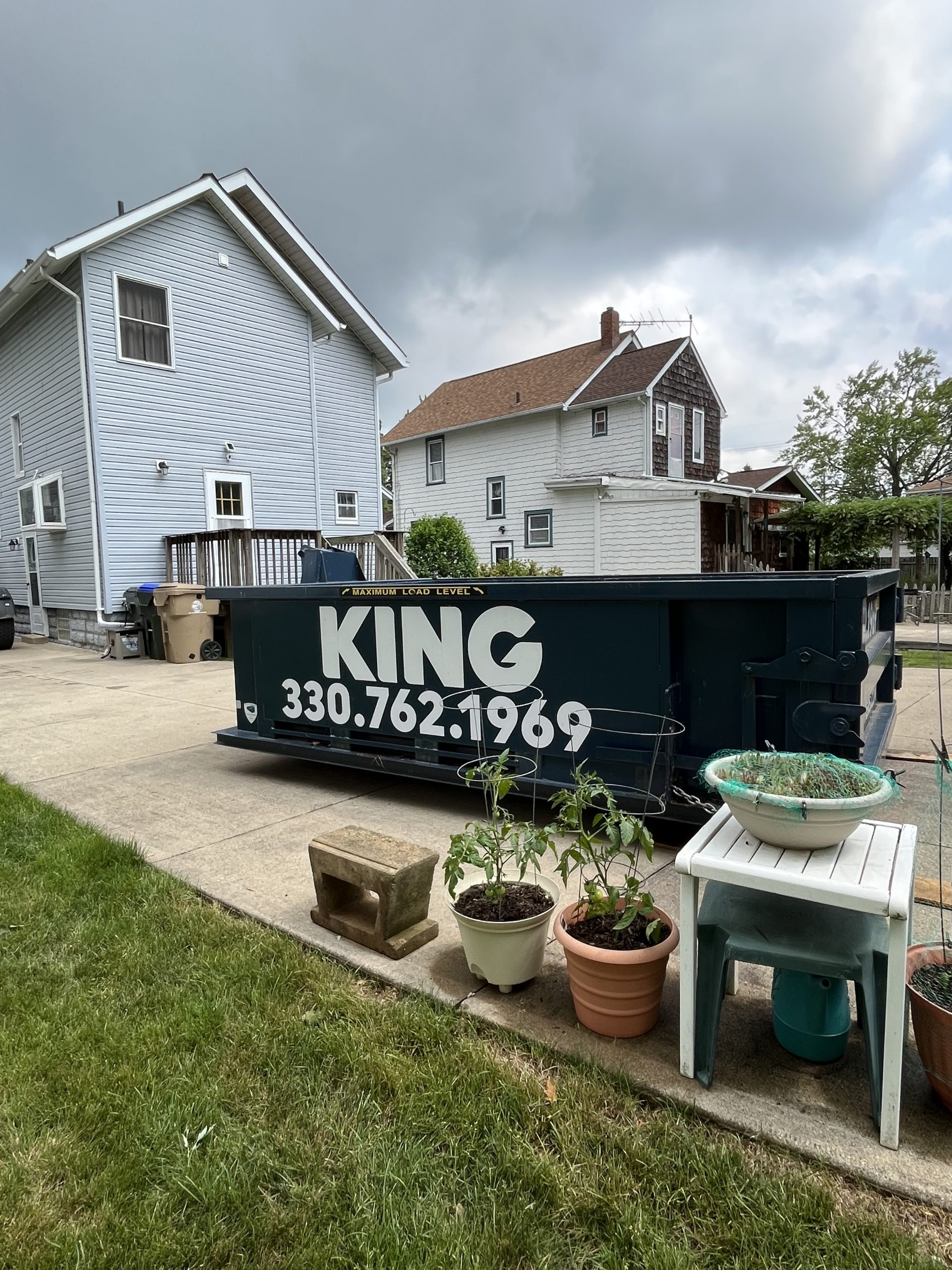 Rented Dumpster in Driveway