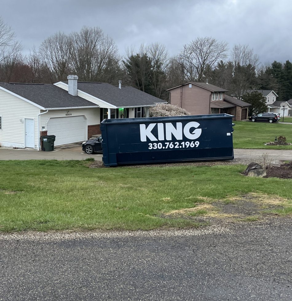 40 yard dumpster in the driveway in canton, ohio