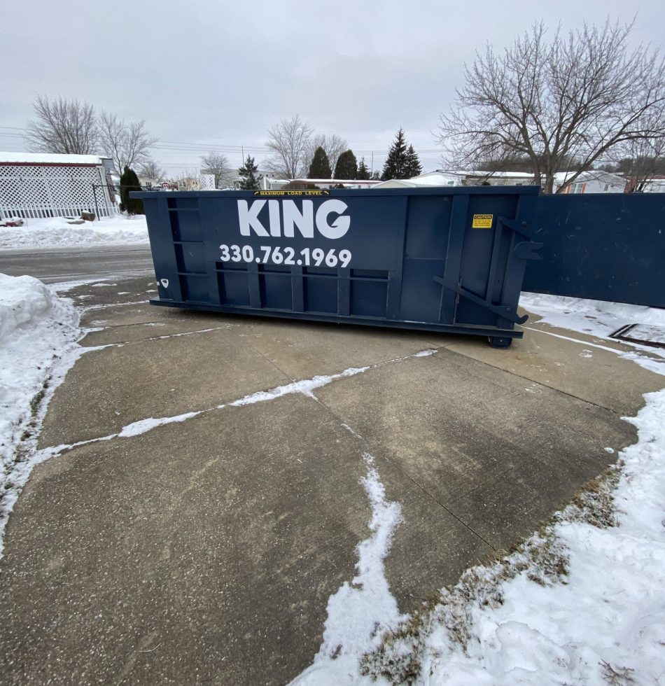 20 Yard dumpster in driveway